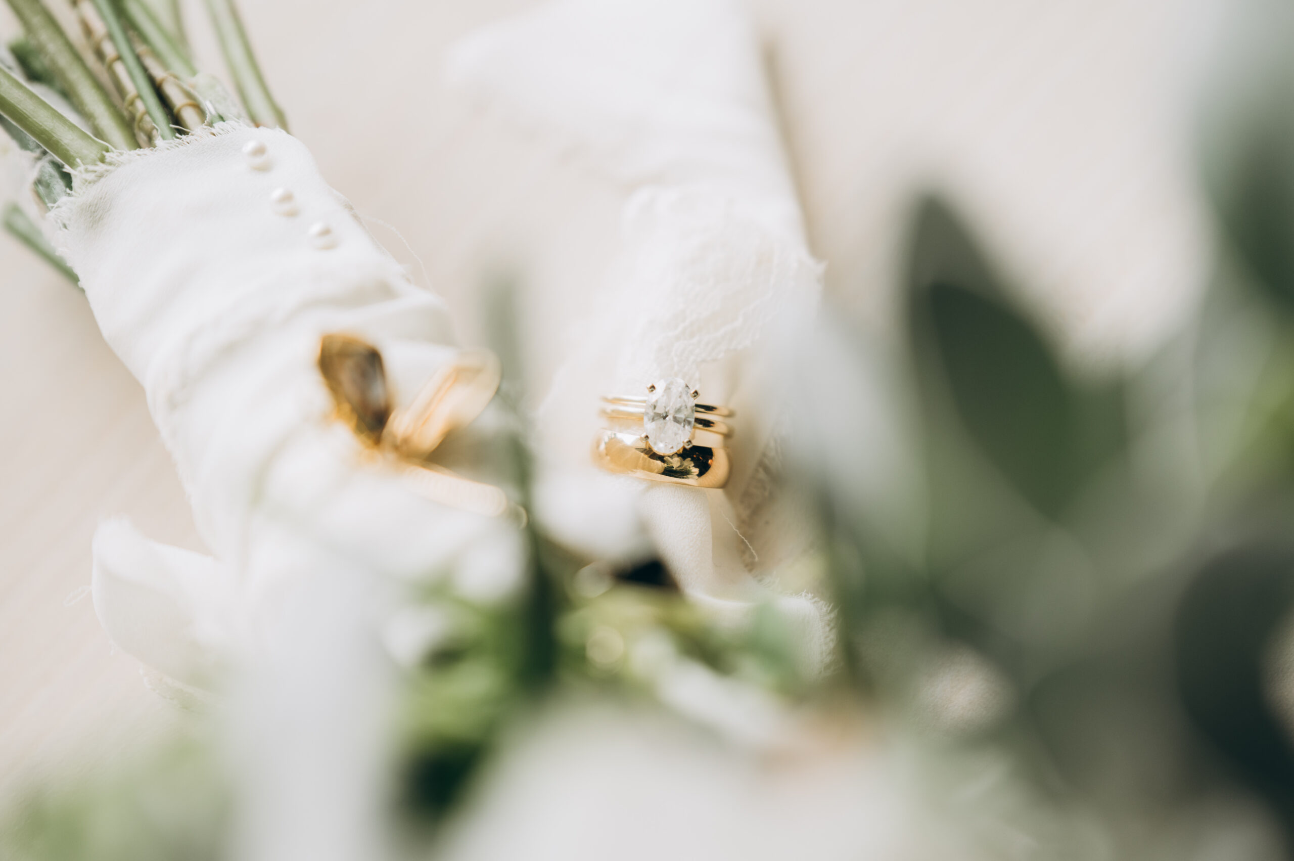 Brides ring and memento photo in a flat lay styled photo